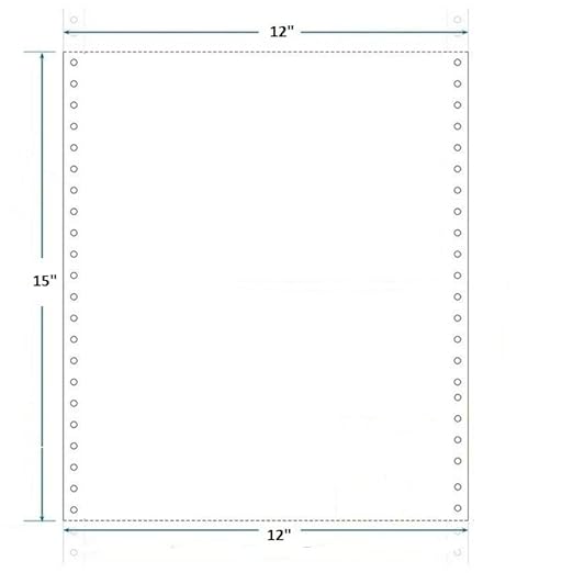 Dot Matrix Printer Paper Size 15x12 Inch, 1 Part, 70 Gsm Without Carbon-Pack Of 1000