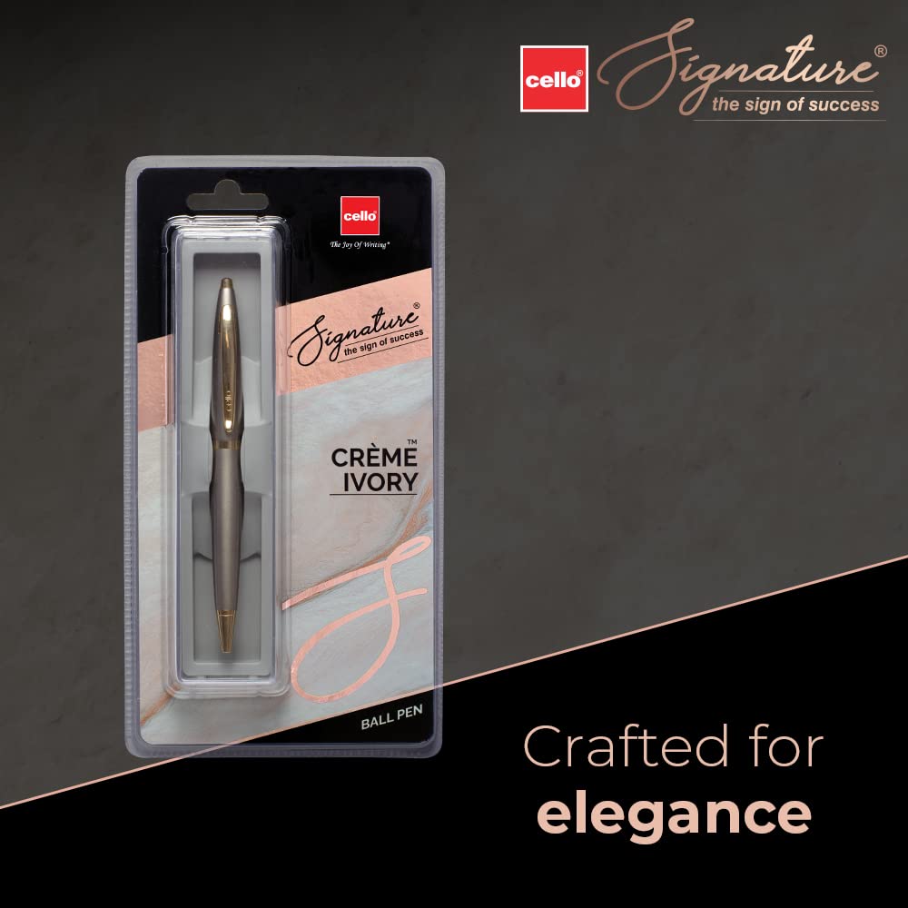 Cello Signature Creme Ivory Ball Pen Blue 0.7mm