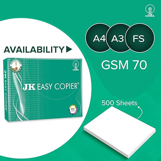 JK Easy Copier Paper, Legal Size(FS), 70 Gsm (500 Sheet,1 Ream) White Colour