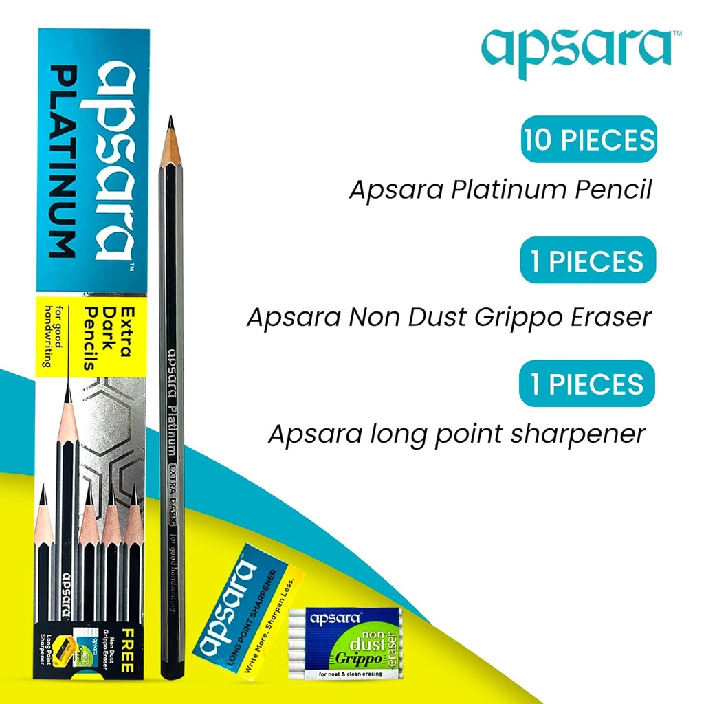 Apsara Platinum Extra Dark Pencils (Pack of 10)