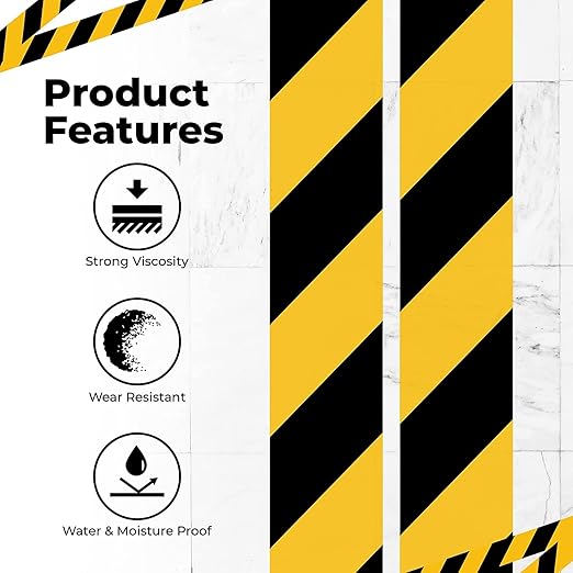Kansuee Floor Marking Tape / Social Distance Tape Size 2 Inch (48mm) Zebra Yellow/Black Colour 16 Meter