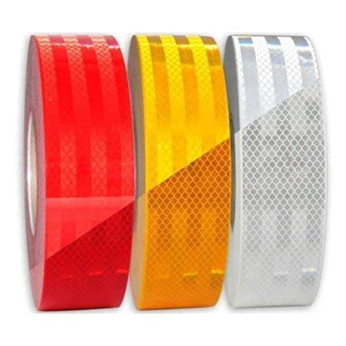 Kansuee Reflective Radium Tape, Warning Waterproof Tape, Size 2 Inch 48mm x 22 Meter Red Colour (Pack of 1)