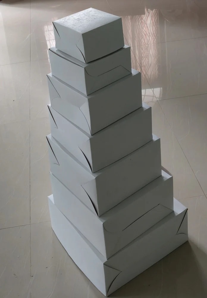 Cake Box Duplex White Size 12x12x5 Inch For 2kg Cake (Pack Of 50)