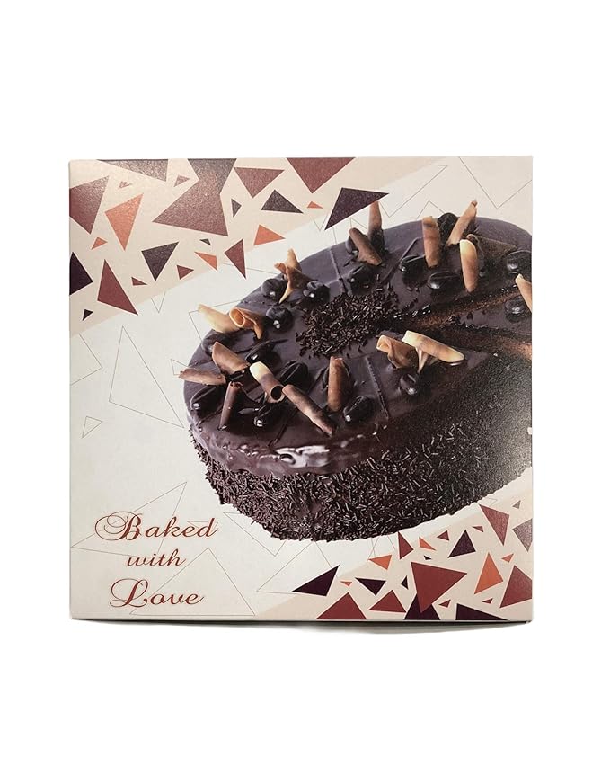 Cake Box Multi Printed Size 10x10x5 Inch, For 1kg Cake (Pack Of 50)