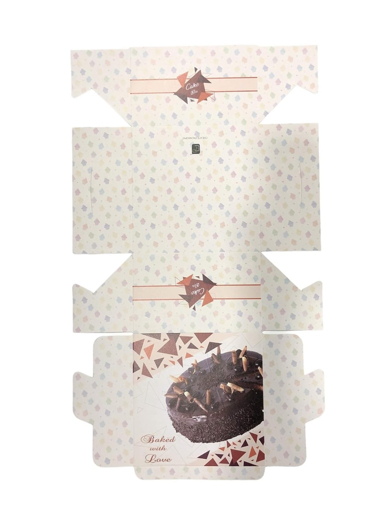 Cake Box Multi Printed Size 10x10x5 Inch, For 1kg Cake (Pack Of 50)