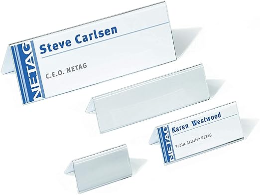 Kebica Two-Sided Acrylic Name Plate Holder Stand A-Shaped, Size 8x2.25 Inch (Transparent Colour)
