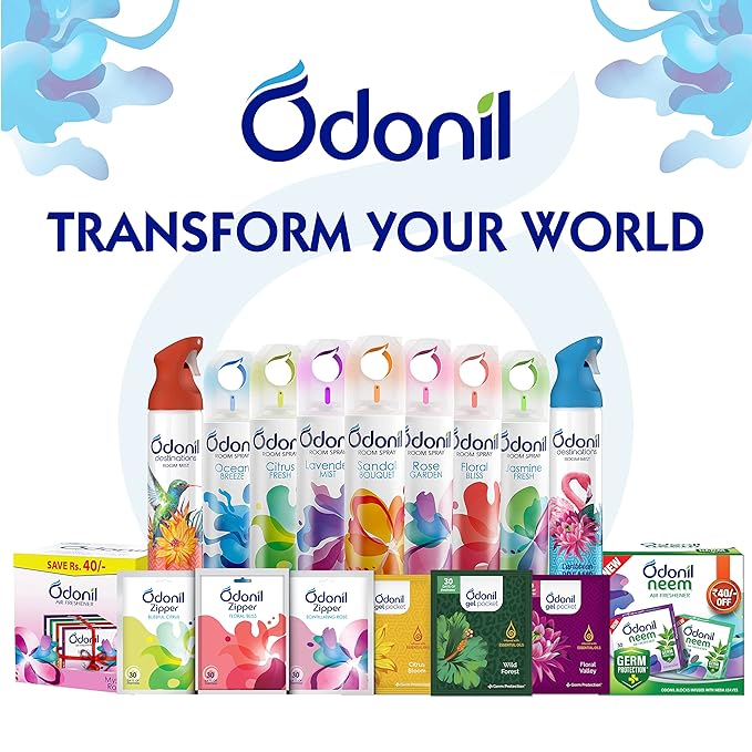 Odonil Zipper Bathroom Air Freshener-Alluring Daffodil / 10g Instant & Long Lasting Fragrance