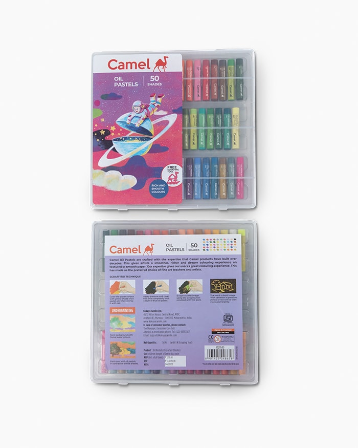 Camel Oil Pastels 50 Shades with Reusable Plastic Box