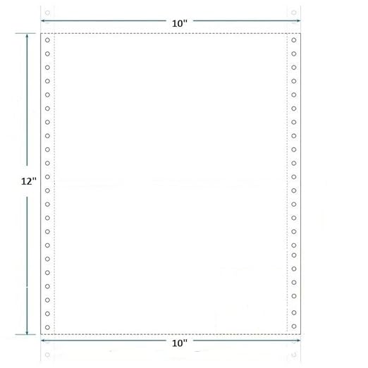 Dot Matrix Printer Paper Size 10x12 Inch, 1 Part, 70 Gsm Without Carbon, 1000 Continuous Sheets