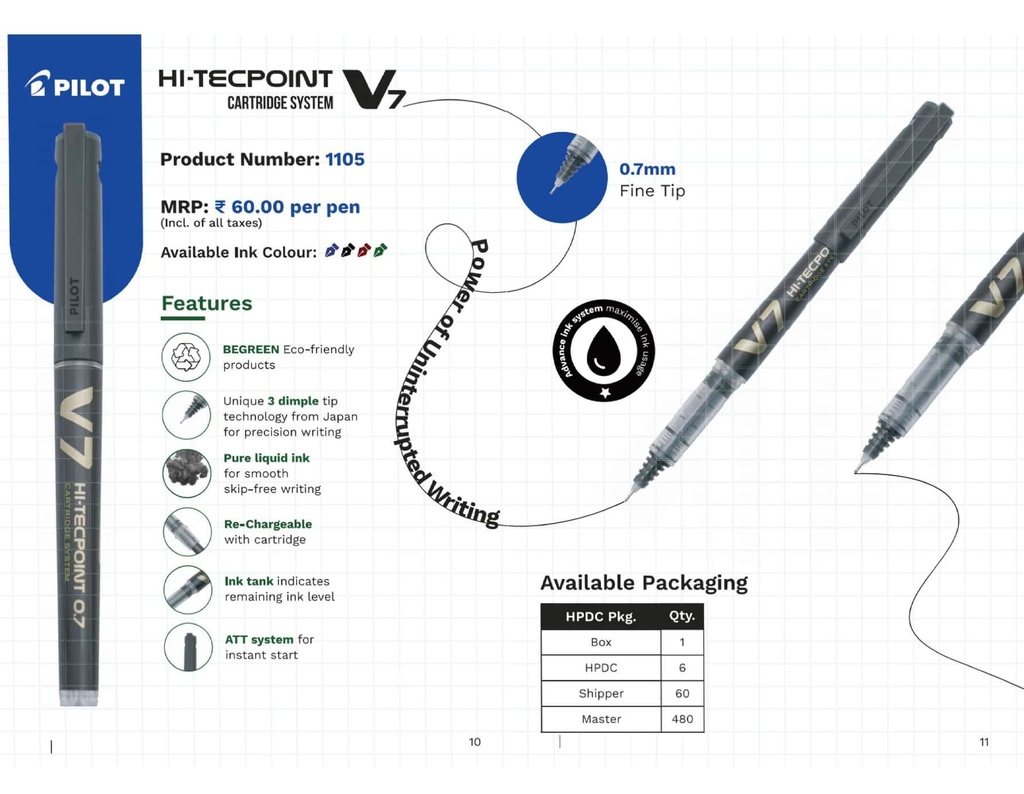 Pilot Pen V7 Refillable 0.7mm Black