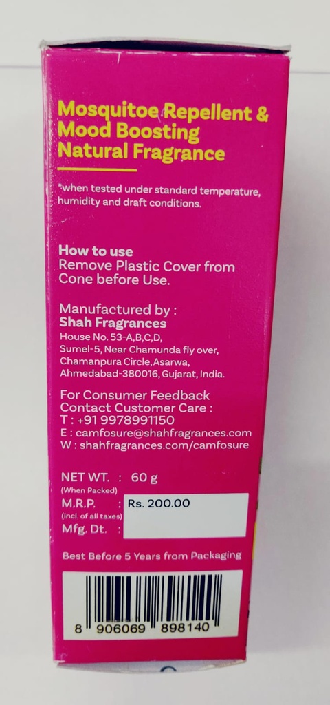 Camfosure Natural Rose Camphor Cone (Air Freshener & Mosquito Repellent)