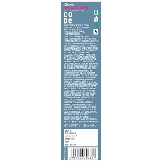 Wild Stone Code Body Perfume Spray 120ml (Platinum)