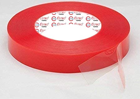 Kansuee Double Side Red Polyester Tape, Size 1 Inch 24mm x 35 Meter (Pack of 1)