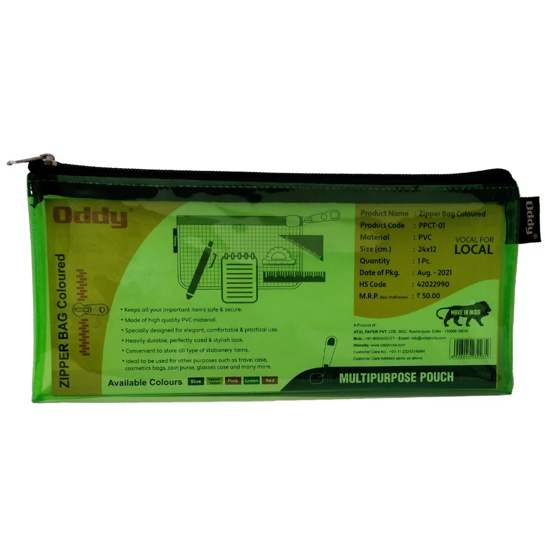 Oddy Colour Transparent Zipper Pencil Pouch