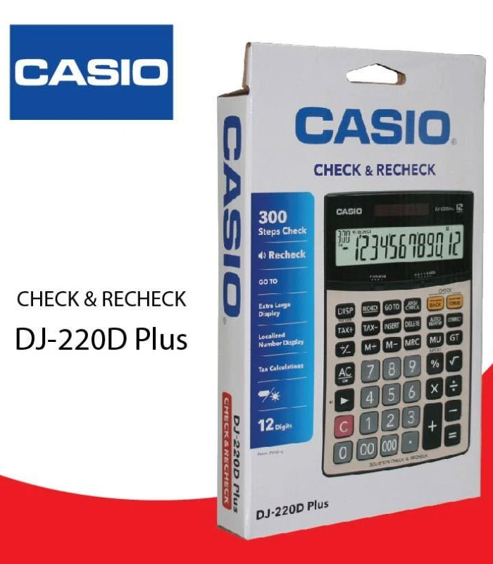 Casio DJ-220D Plus Premium Desktop Calculator Extra Large Display (12 Digits)