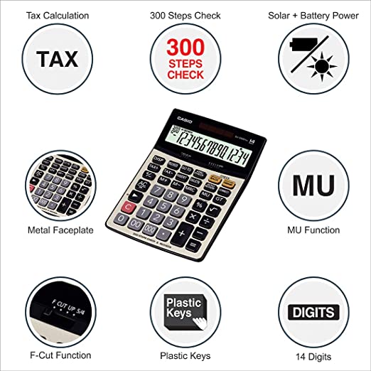 Casio DJ-240D Plus Premium Desktop Calculator Extra Large Display (14 Digits)