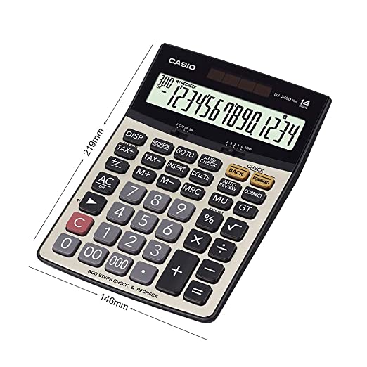 Casio DJ-240D Plus Premium Desktop Calculator Extra Large Display (14 Digits)