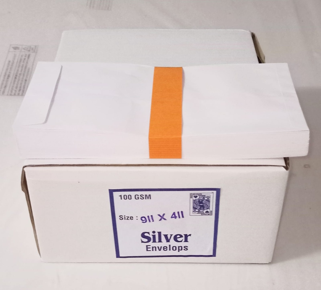 9.5x4.25 Silver Envelopes 100 Gsm-Pack of 100