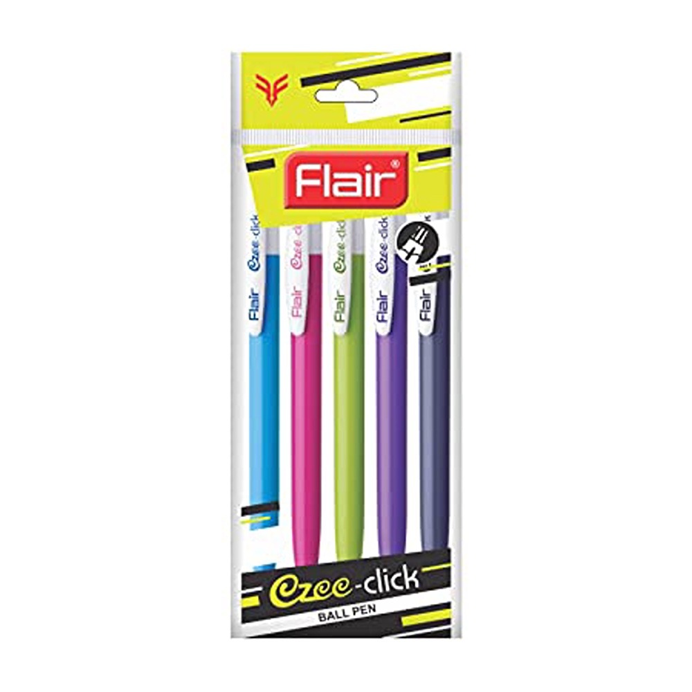Flair Ezee Click Ball Pen Blue-Pack Of 5 (B60)