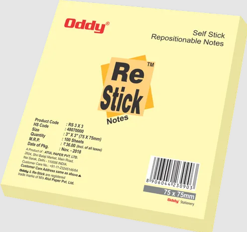 Oddy Sticky Notes 3x3 Yellow (B80)
