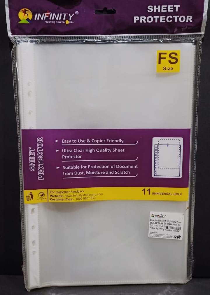 Infinity Sheet Protector 200 Micron F/S-Pack Of 50 (B30)