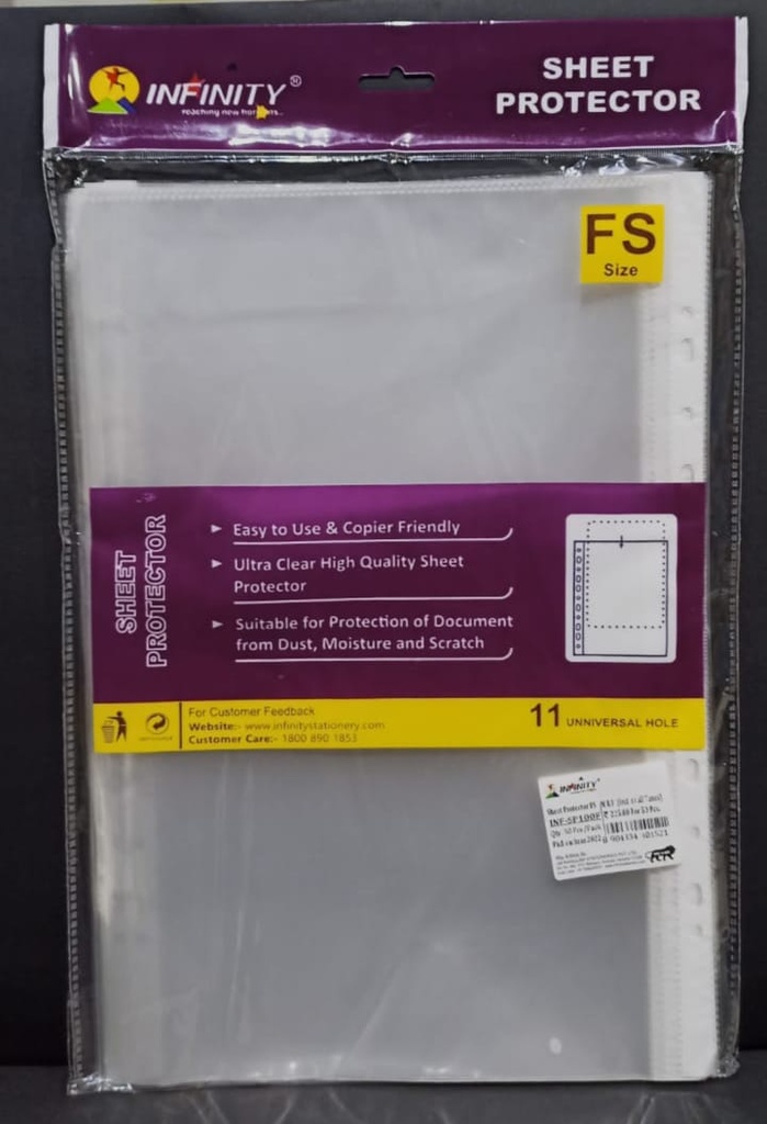 Infinity Sheet Protector 100 Micron F/S-Pack Of 50 (B50)