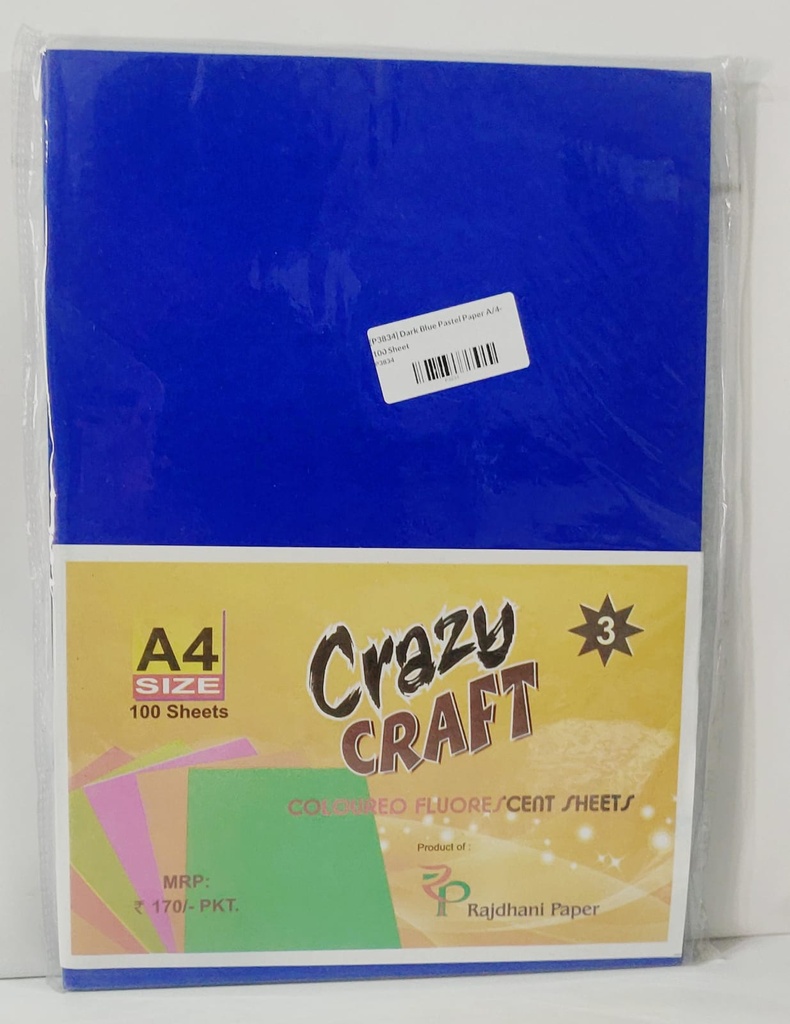 INC Fluorescent Paper Blue A4 80 Gsm Pack Of 100 (B120)