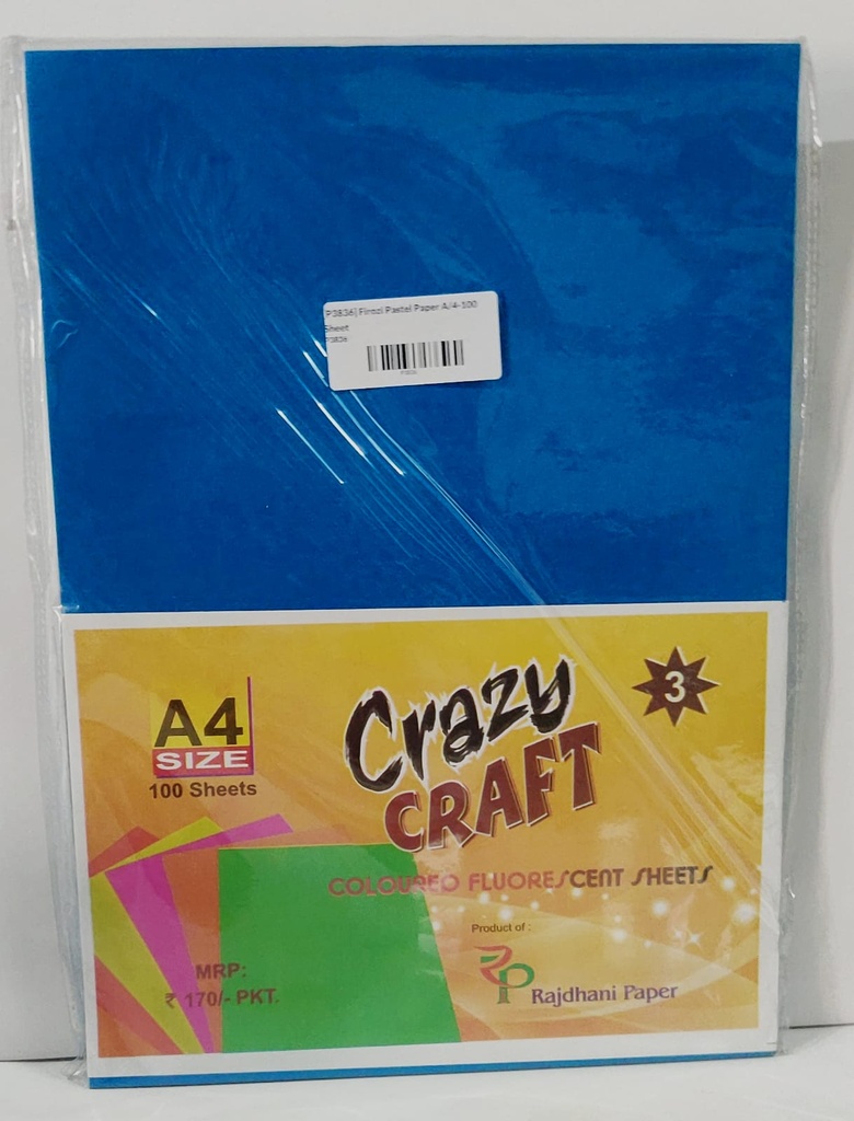 INC Fluorescent Paper Sky Blue A4 80 Gsm Pack Of 100 (B120)
