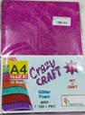 Glitter Foam Sheet A4 Pink 1.75mm Pack Of 10 (B200)