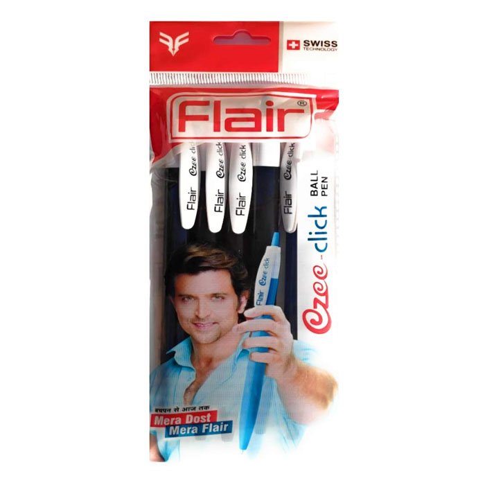 Flair Ezee Click Ball Pen Black-Pack Of 5 (B60)