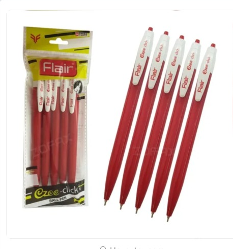 Flair Ezee Click Ball Pen Red-Pack Of 5 (B60)