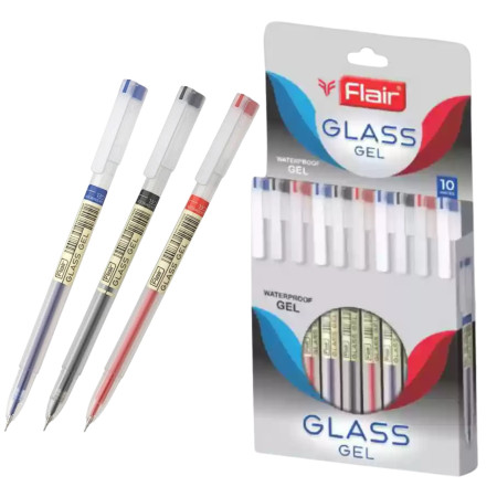 Flair Glass Gel Pen Black-Pack Of 10 (B10)