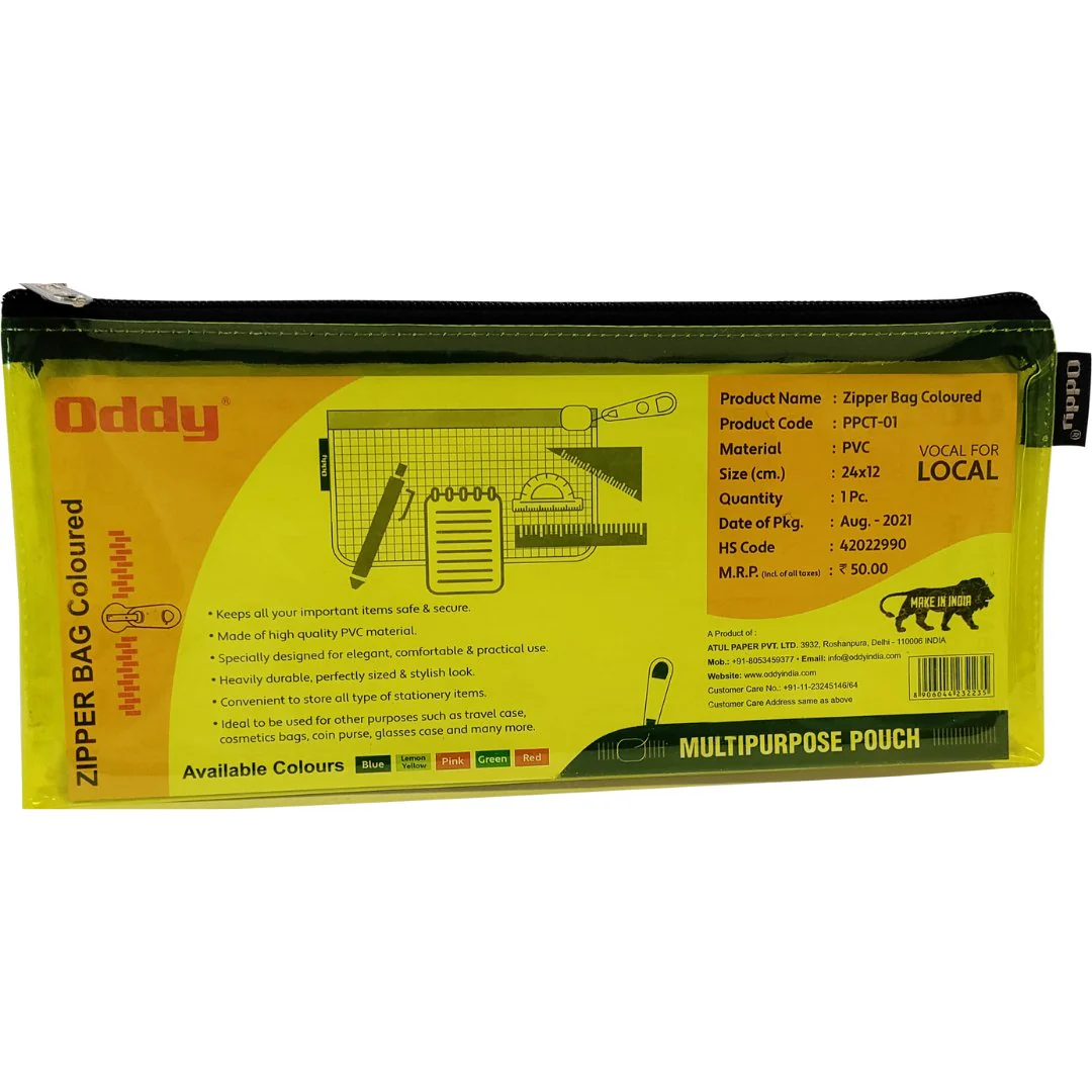 Oddy Colour Transparent Zipper Pencil Pouch-PPCT-01 (B24)