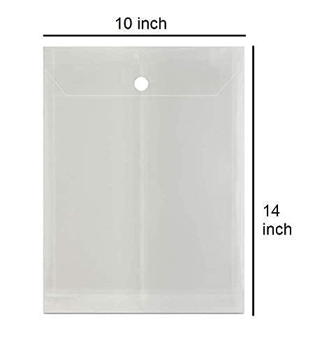 Infinity Transparent Button File Folder 14x10 Document Envelope Bag-Pack Of 12 INF-DE841F (B30)