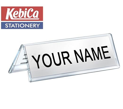 Kebica Two Sided Acrylic Name Plate Holder Stand A-Shaped 8x2.25
