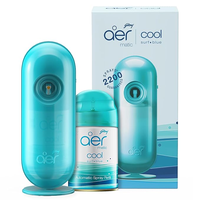 Godrej Aer Matic Combo Kit Cool Surf Blue, Room Freshener Machine+1 Refill (B6)
