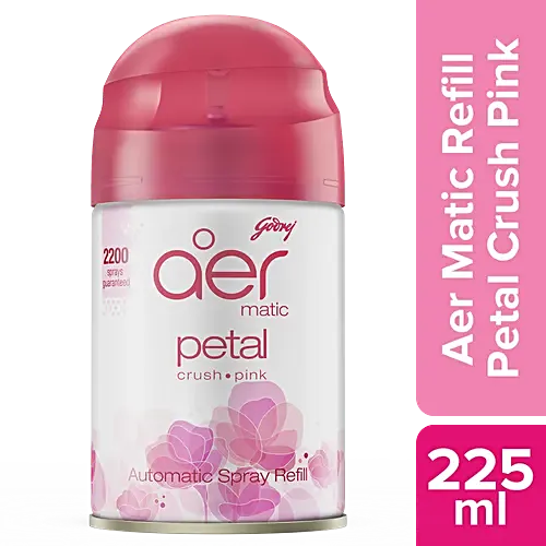 Godrej Aer Matic Spray Refill, Petal Crush Pink 225ml/134g (B18)