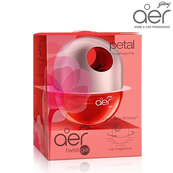Godrej Aer Twist Gel, Petal Crush Pink 45g Car Air Freshener (B15)