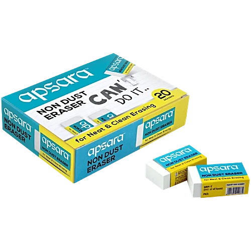 Apsara Non Dust Eraser-Pack Of 20 (B5)