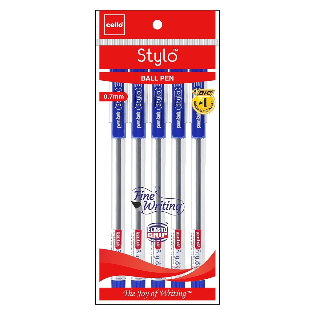Cello Stylo Ball Pen Blue 0.7mm-Pack Of 5 (B50)