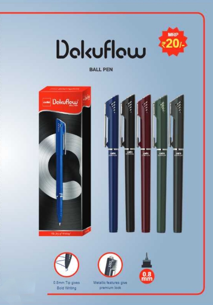 Cello Dokuflow Ball Pen Blue 0.8mm (B50)
