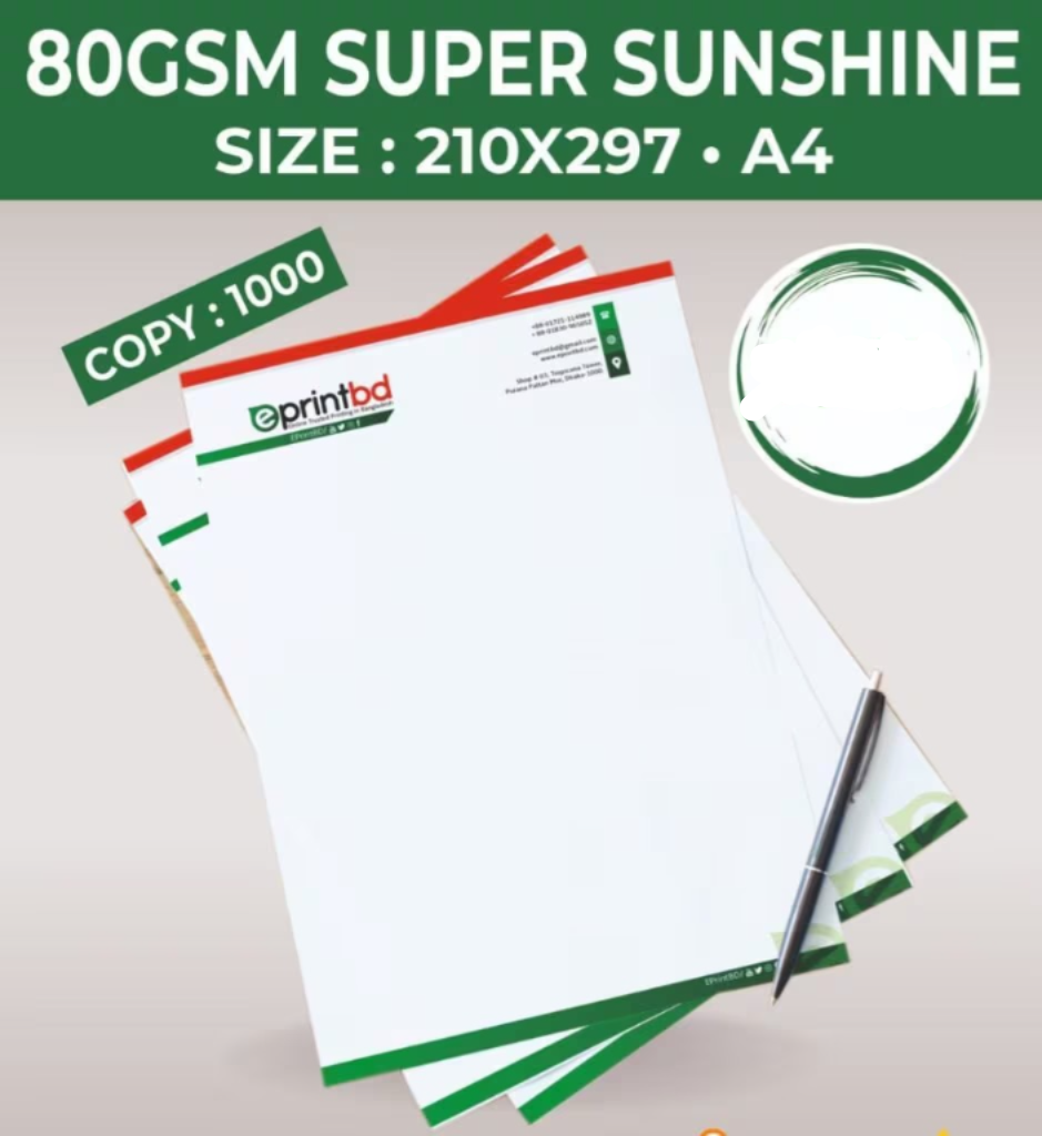 A4 Letterhead Sunshine 80 Gsm Single Side 1000 Pcs