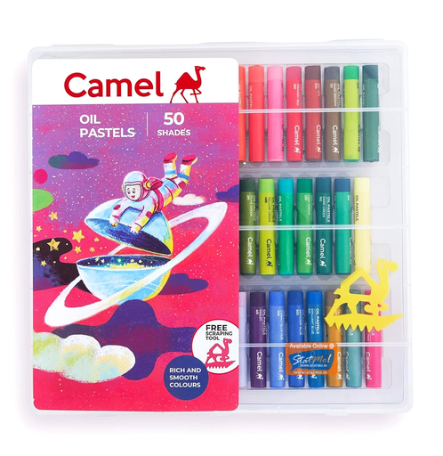 [P5152] Camel Oil Pastels 50 Shades with Reusable Plastic Box (B5)