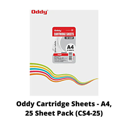 [P4727] Oddy Cartridge Sheet Plain Snow White A4 140 Gsm-Pack of 25 (B90)