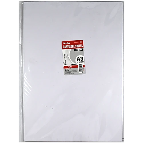 [P4728] Oddy Cartridge Sheet Plain Snow White A3 140 Gsm-Pack of 25 (B45)