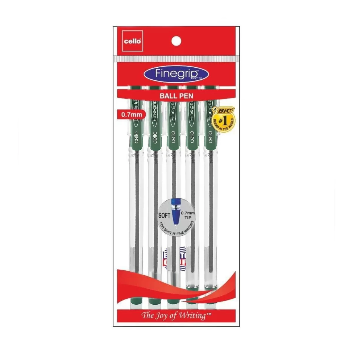 [P5815] Cello Finegrip Ball Pen Green 0.7mm-Pack Of 5 (B50)