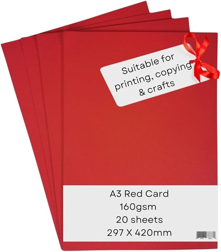 [P3866] Red Pastel Paper A3 160 Gsm-Pack Of 20 (B120)