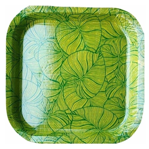 [P6366] Paper Plates Square Green Leaf 6x6-Pack Of 25