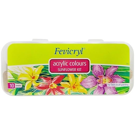 [P3387] Pidilite Fevicryl Acrylic Colours Sunflower Kit 10 Shades (B20)