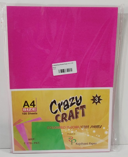 [P3844] INC Fluorescent Paper Pink A4 80 Gsm Pack Of 100 (B120)